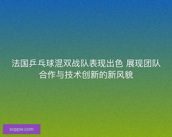 法国乒乓球混双战队表现出色 展现团队合作与技术创新的新风貌