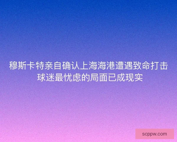 穆斯卡特亲自确认上海海港遭遇致命打击 球迷最忧虑的局面已成现实