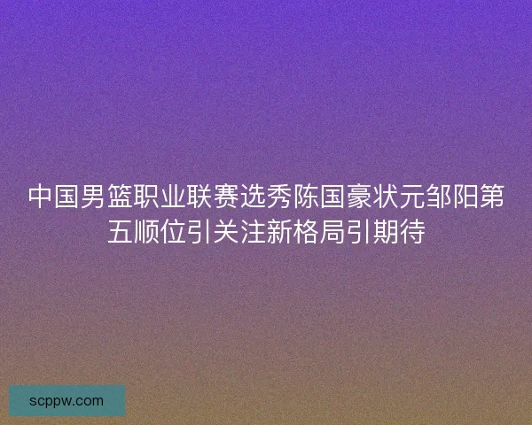 中国男篮职业联赛选秀陈国豪状元邹阳第五顺位引关注新格局引期待