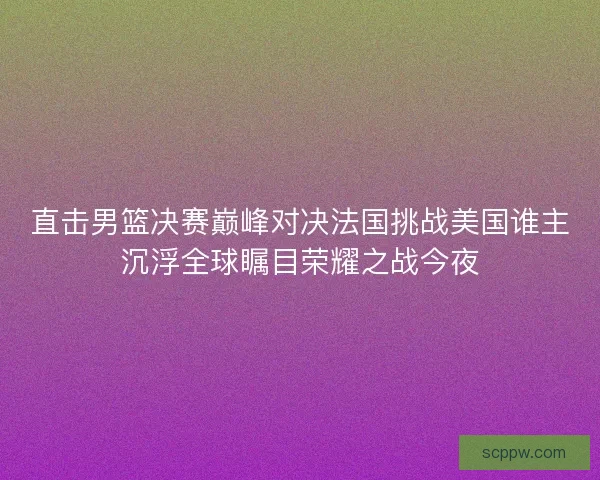 直击男篮决赛巅峰对决法国挑战美国谁主沉浮全球瞩目荣耀之战今夜